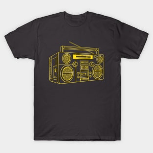 Boombox (Metallic Yellow Lines) Analog / Music T-Shirt